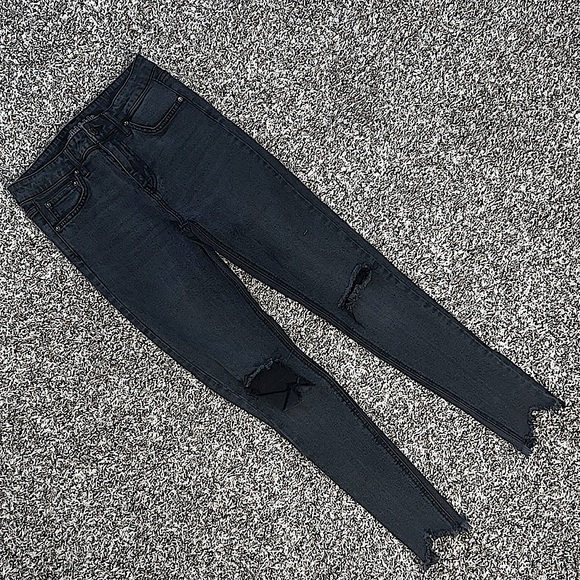 If these jeans could talk… Distressed Grey Black Jeans - Picture 3 of 9